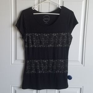 NWOT INC Size Medium Black Lace Shirt